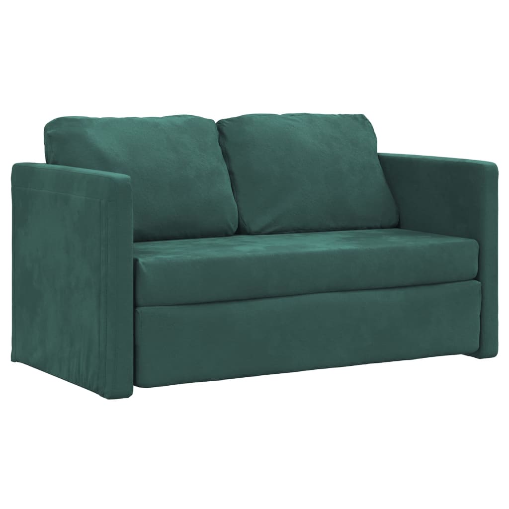2-i-1 sovesofa 122x204x55 cm velour mørkegrøn