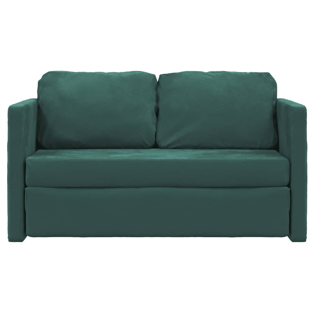2-i-1 sovesofa 122x204x55 cm velour mørkegrøn