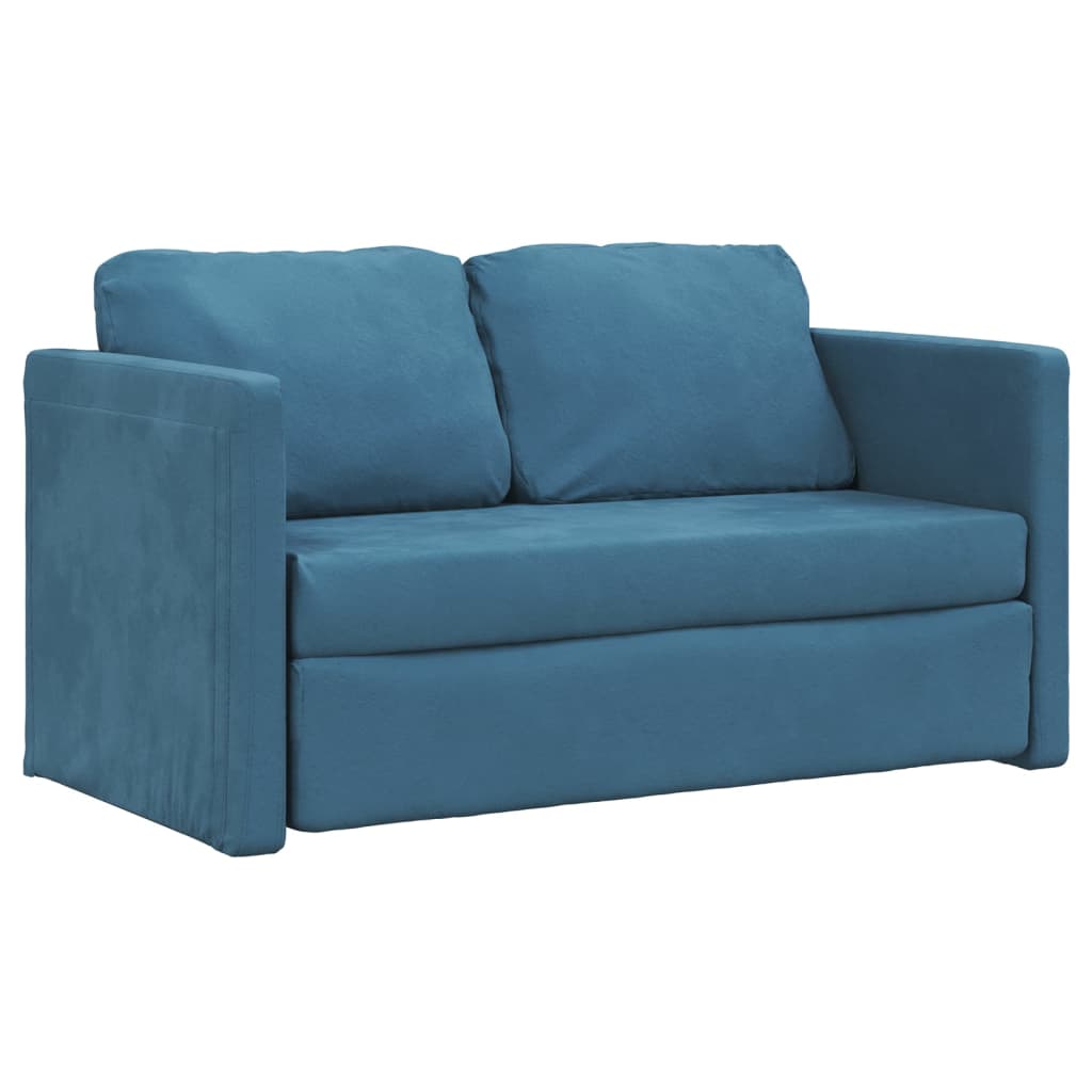 2-i-1 sovesofa 122x204x55 cm velour blå