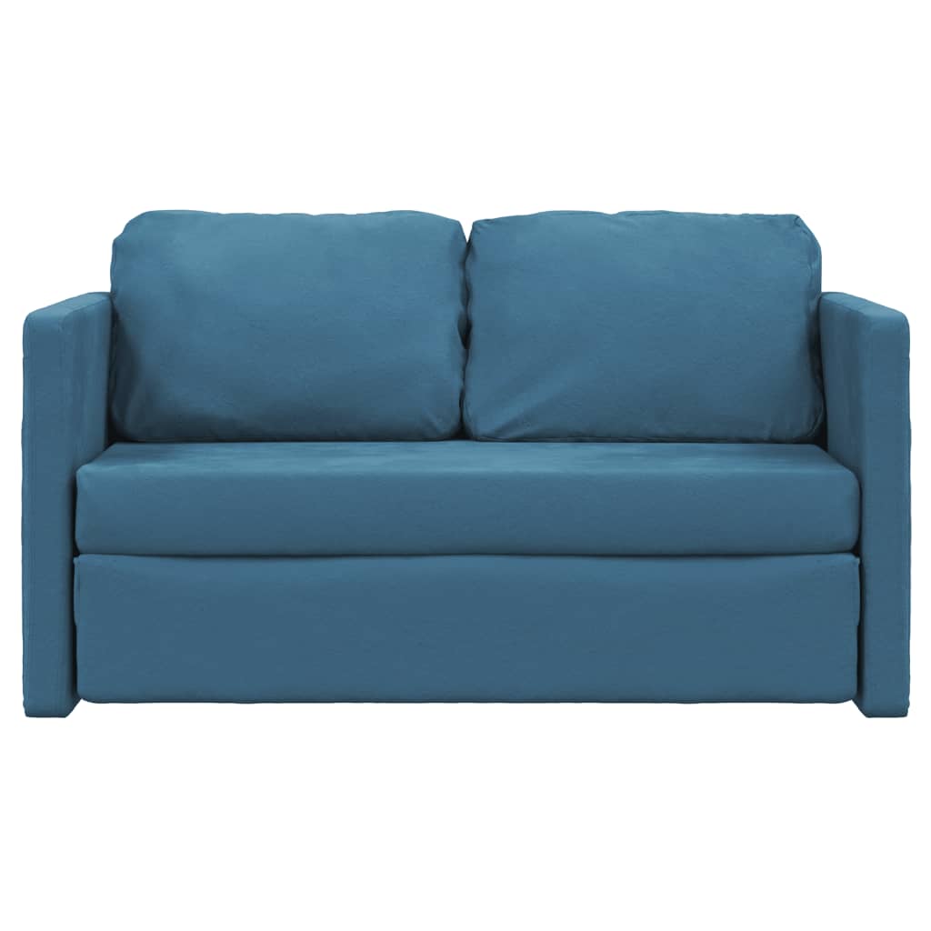 2-i-1 sovesofa 122x204x55 cm velour blå