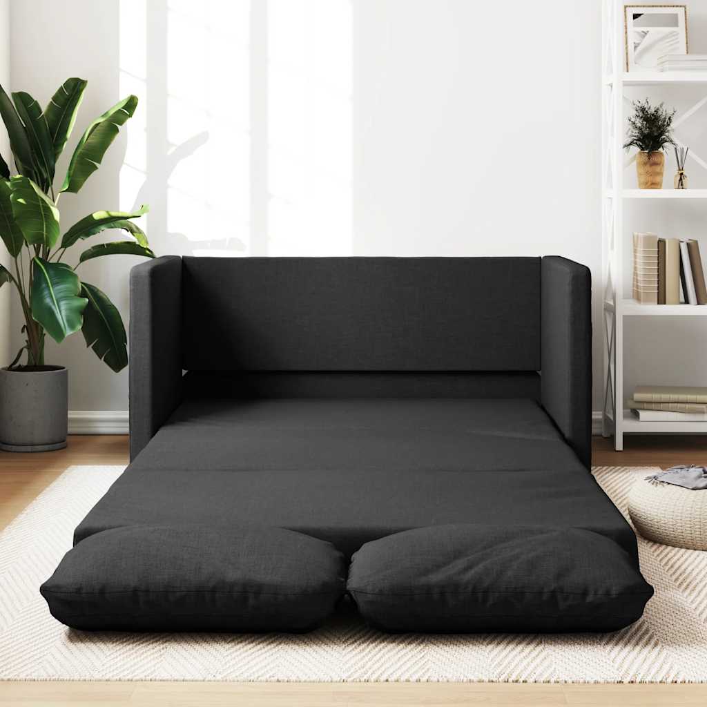 2-i-1 sovesofa 112x174x55 cm stof sort
