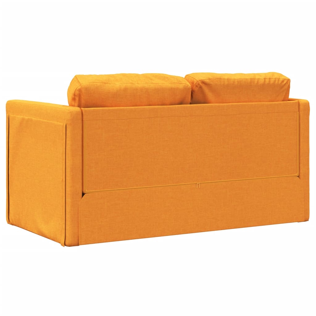2-i-1 sovesofa 112x174x55 cm stof mørkegul