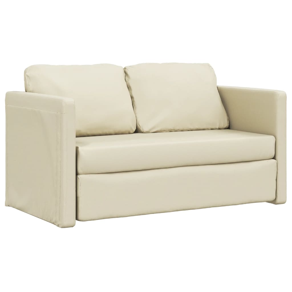 2-i-1 sovesofa 112x174x55 cm kunstlæder cremefarvet