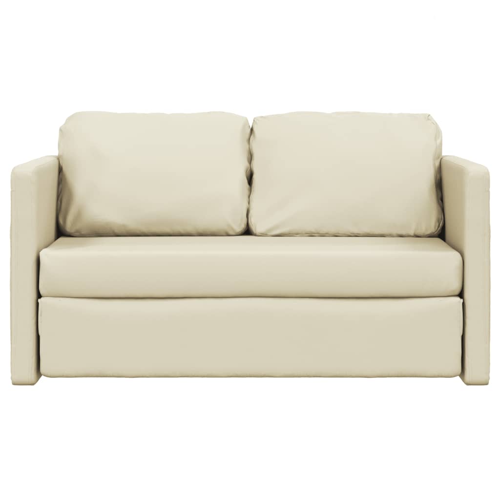 2-i-1 sovesofa 112x174x55 cm kunstlæder cremefarvet