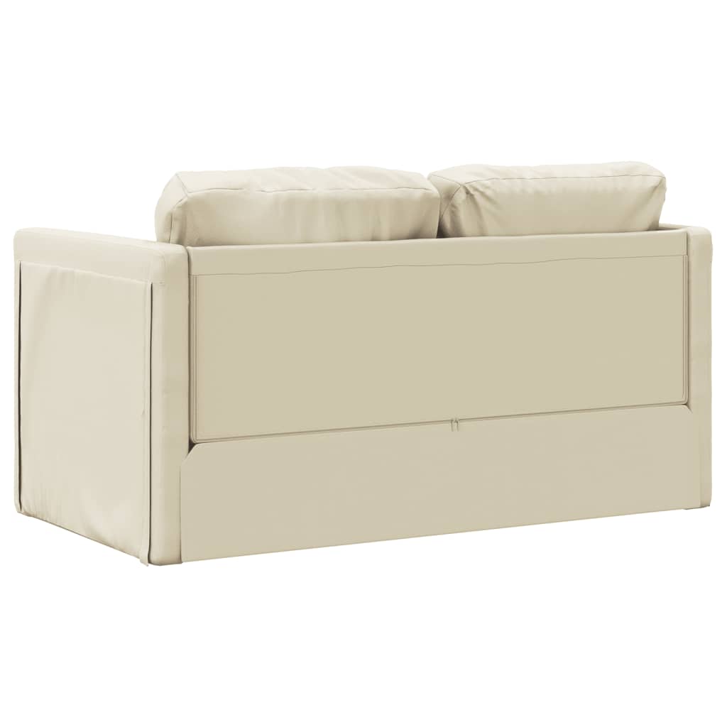 2-i-1 sovesofa 112x174x55 cm kunstlæder cremefarvet