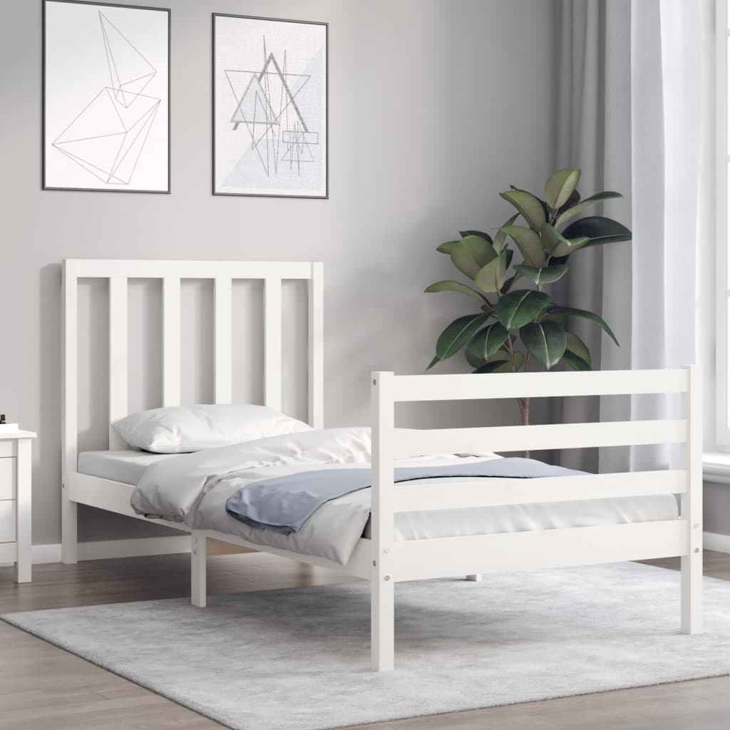 sengeramme med sengegavl Single massivt træ hvid