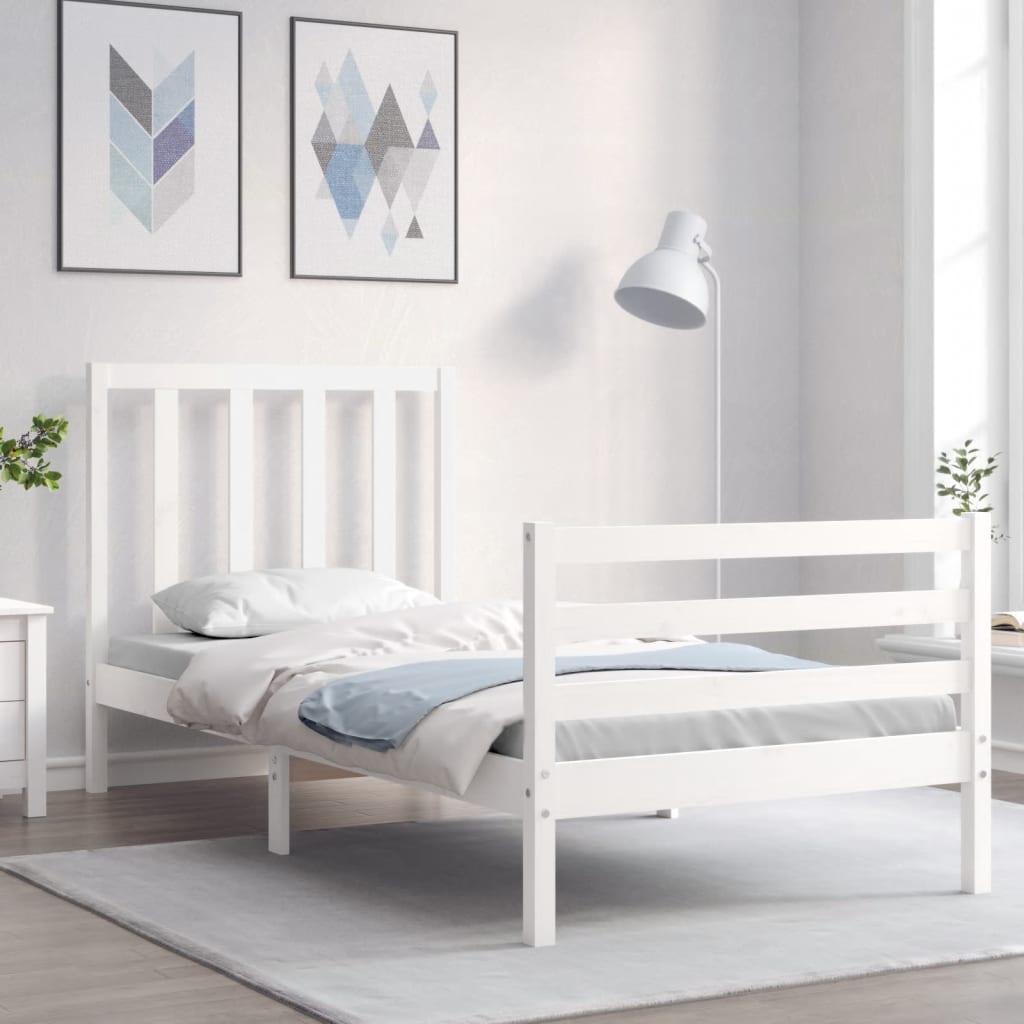 sengeramme med sengegavl Single massivt træ hvid