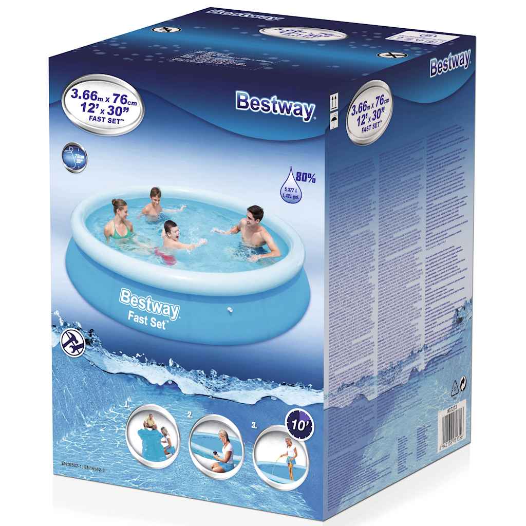 Fast Set oppusteligt badebassin 366x76 cm rundt 57273
