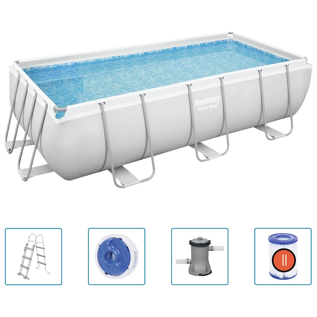 Power Steel swimmingpool 404x201x100 cm rektangulær