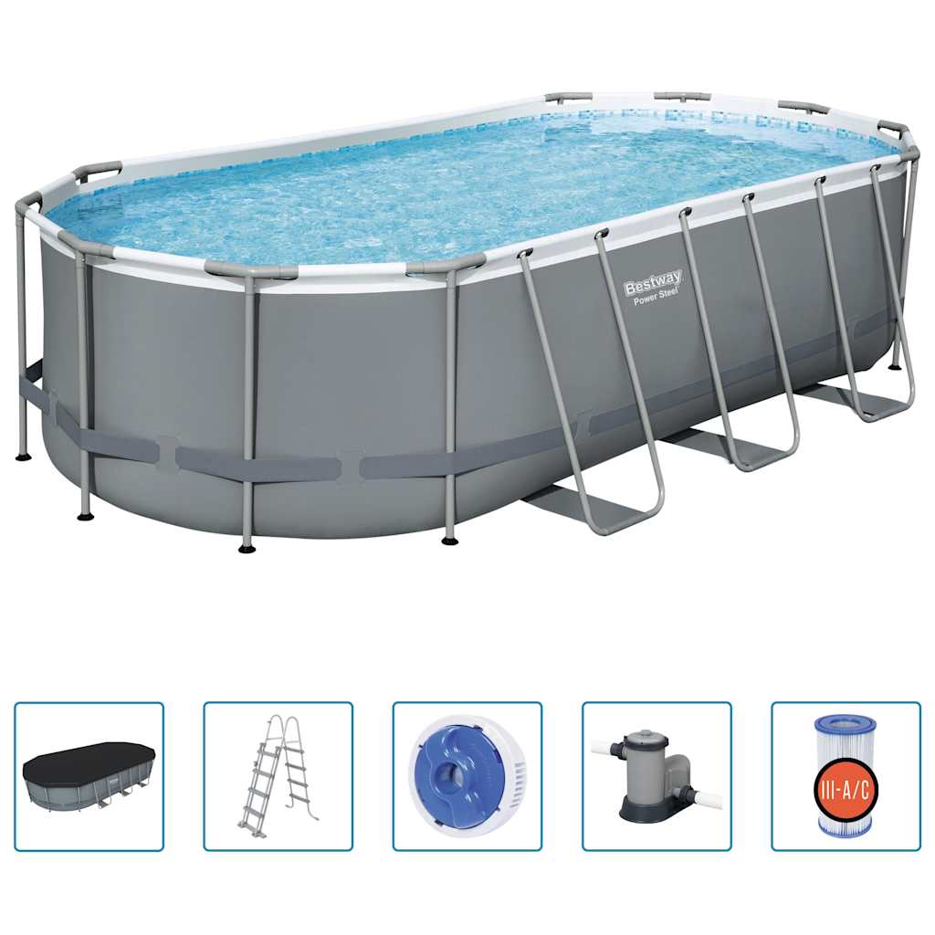 Power Steel fritstående pool 549x274x122 cm oval