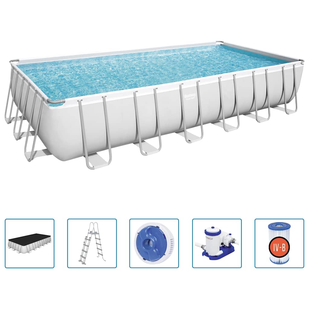 Power Steel swimmingpoolsæt 732x366x132 cm rektangulær