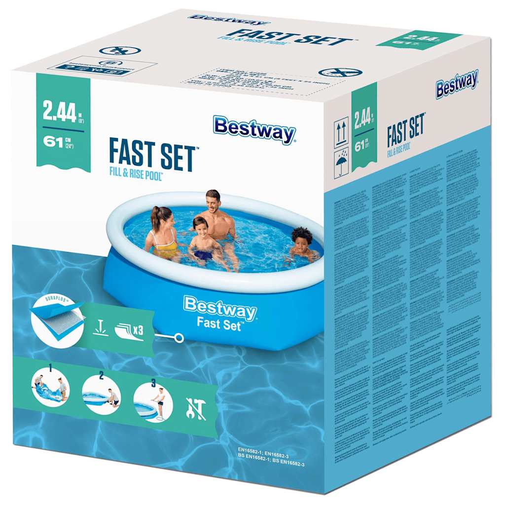 Fast Set oppusteligt badebassin 244x66 cm rund 57265