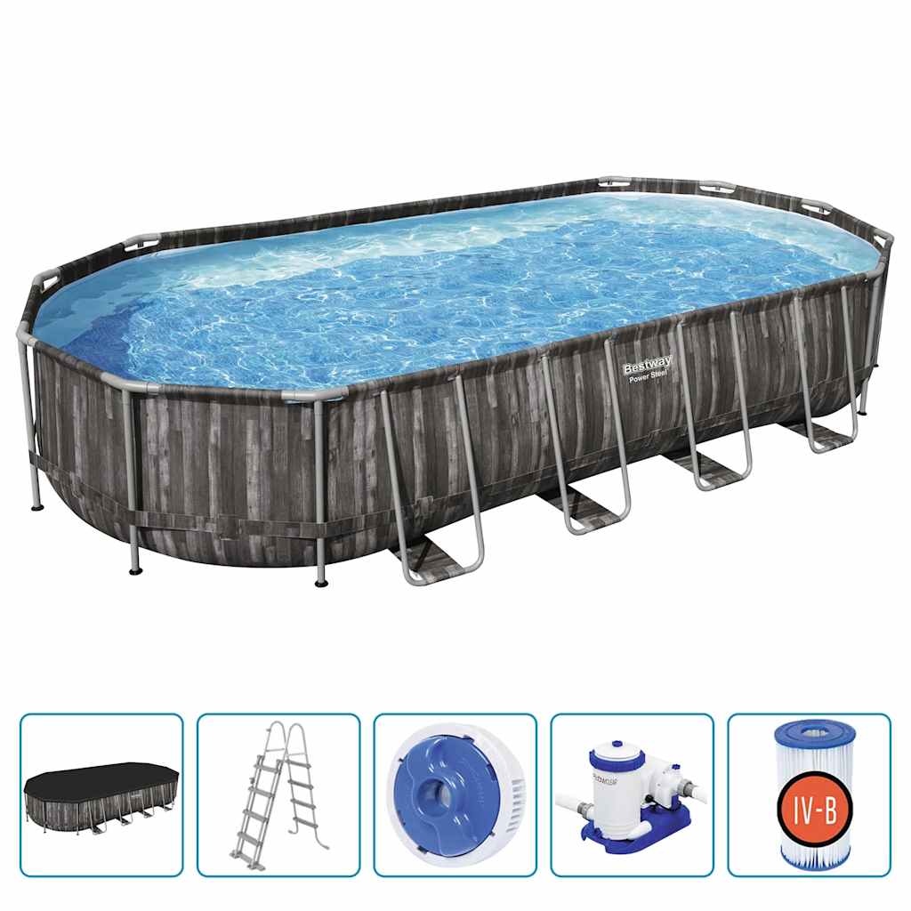 swimmingpoolsæt 7,32x3,66x1,22 m oval