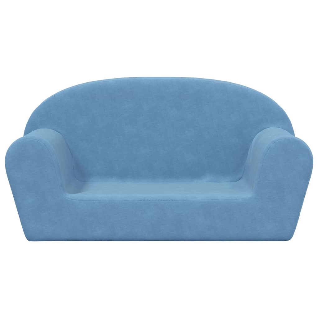 2-personers sofa blødt plys blå