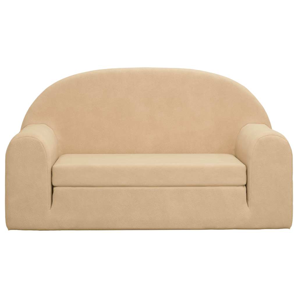 2-personers sofa til børn blødt plys cremefarvet