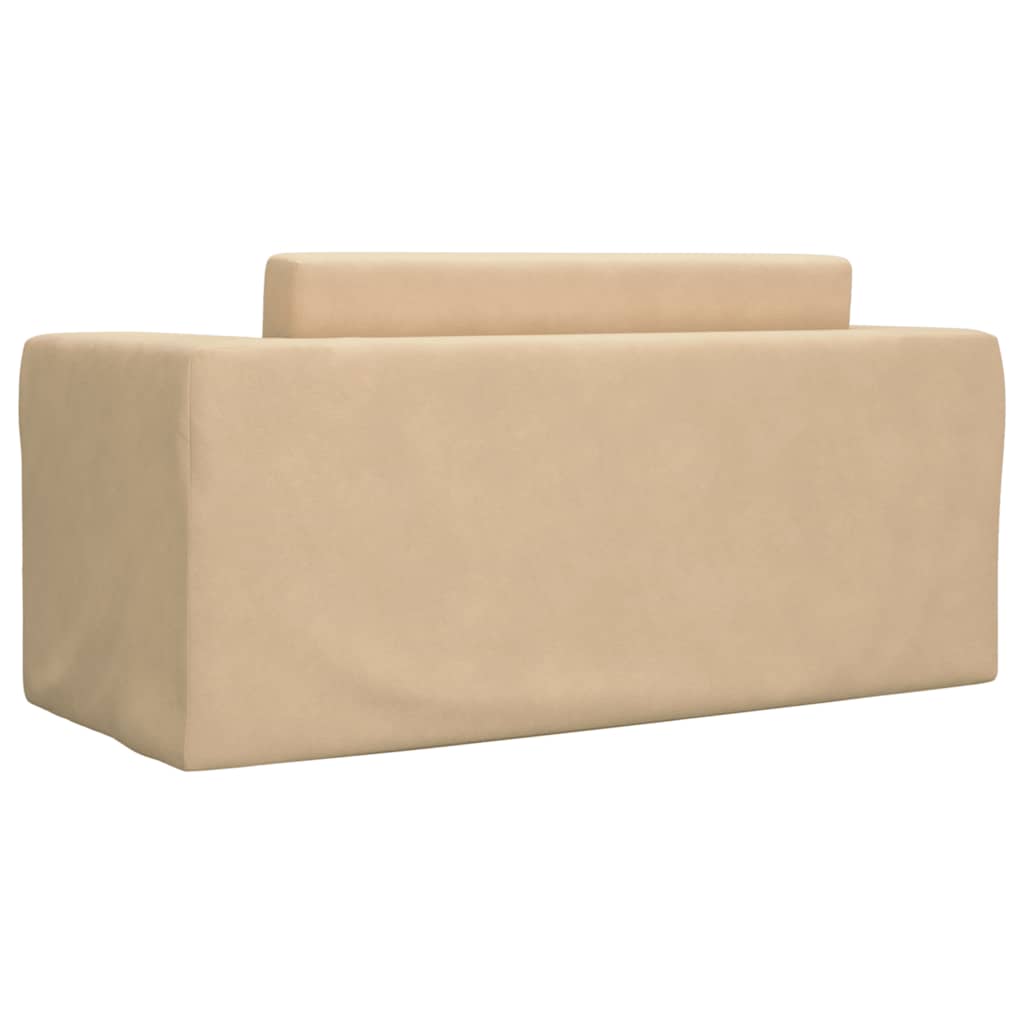 2-personers sofa til børn blødt plys cremefarvet