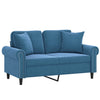 2-personers sofa med pyntepuder 120 cm velour blå