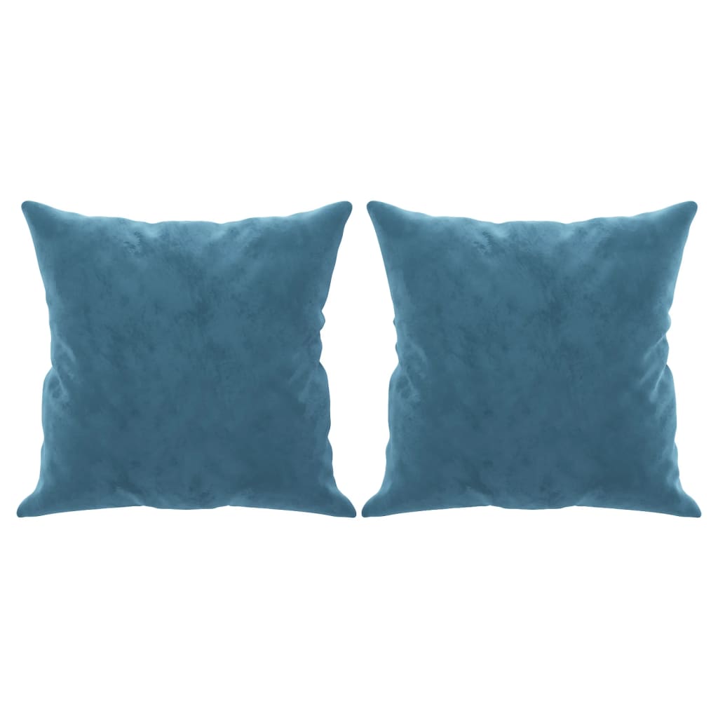 2-personers sofa med pyntepuder 140 cm velour blå