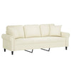 3-personers sofa med pyntepuder 180 cm velour cremefarvet