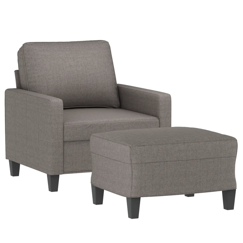 sofastol med fodskammel 60 cm stof Gråbrun