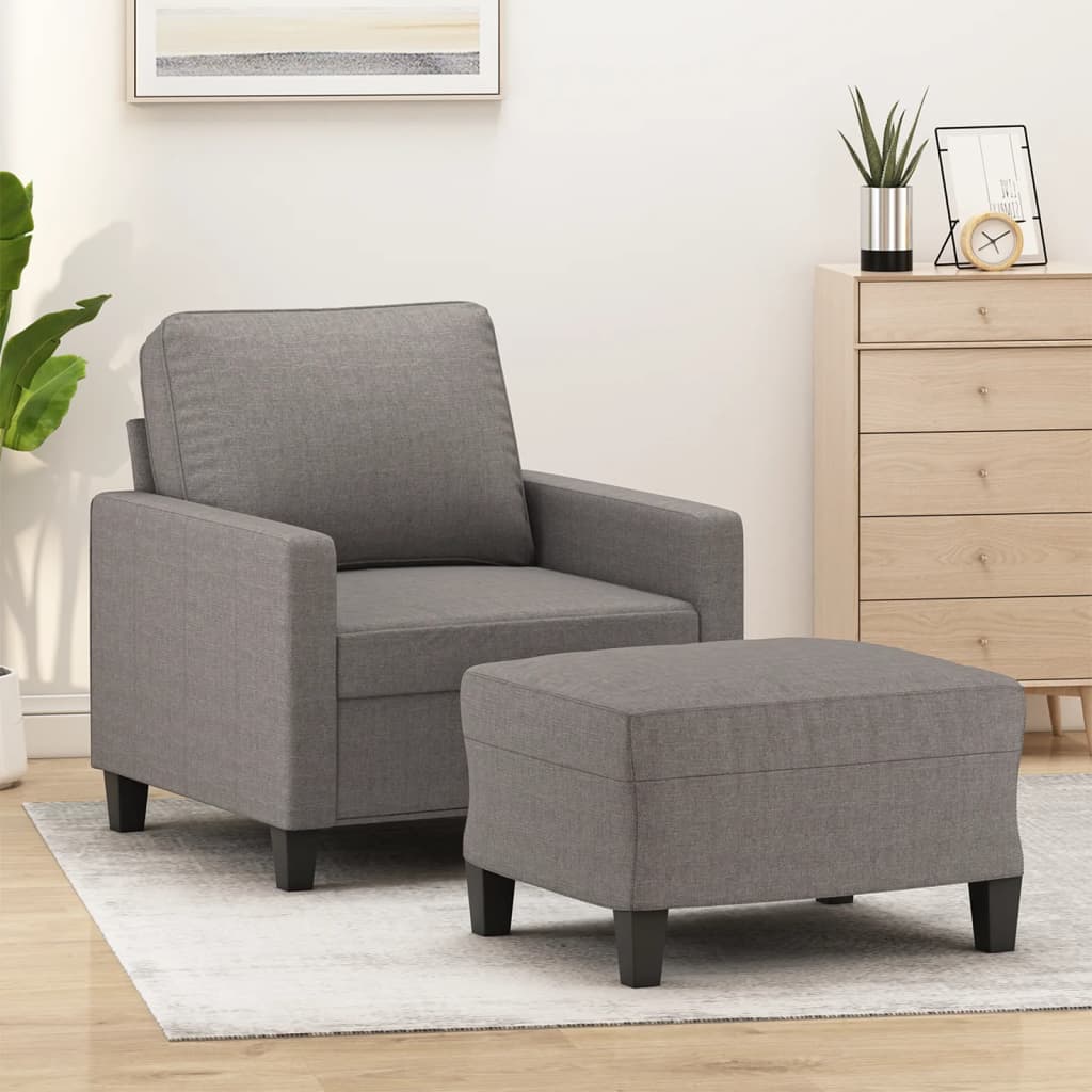 sofastol med fodskammel 60 cm stof Gråbrun