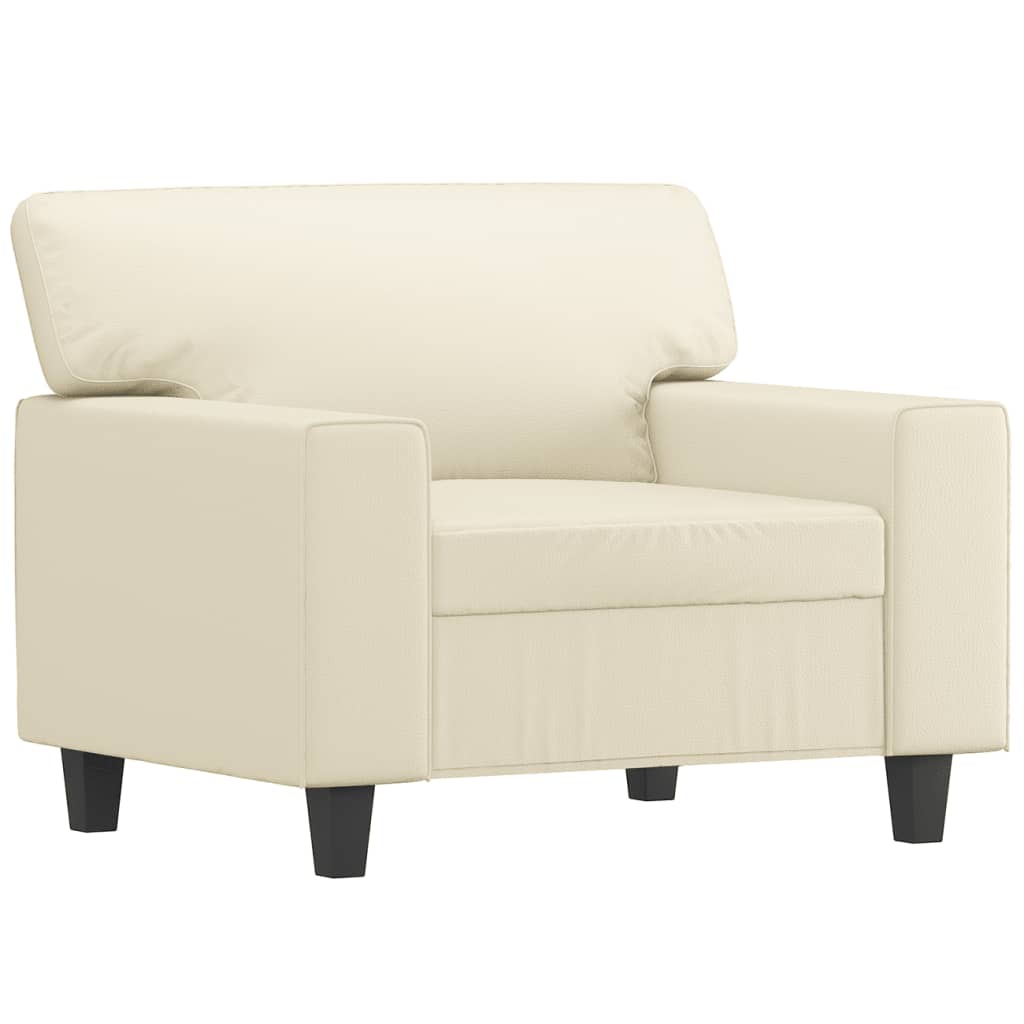 sofastol med fodskammel 60 cm kunstlæder cremefarvet