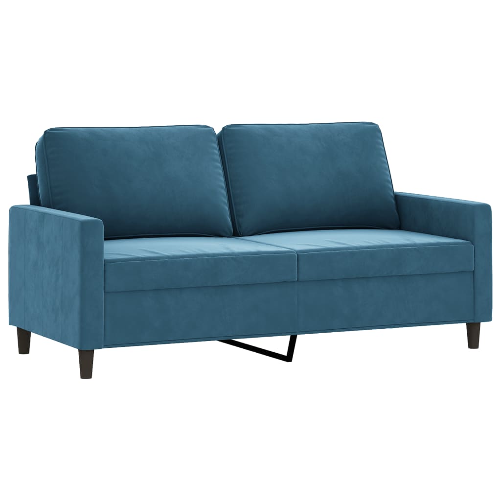 sofasæt 3 dele med hynder velour blå