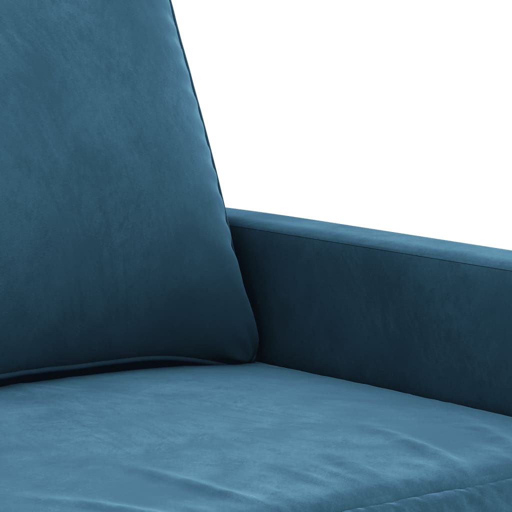 sofasæt 3 dele med hynder velour blå