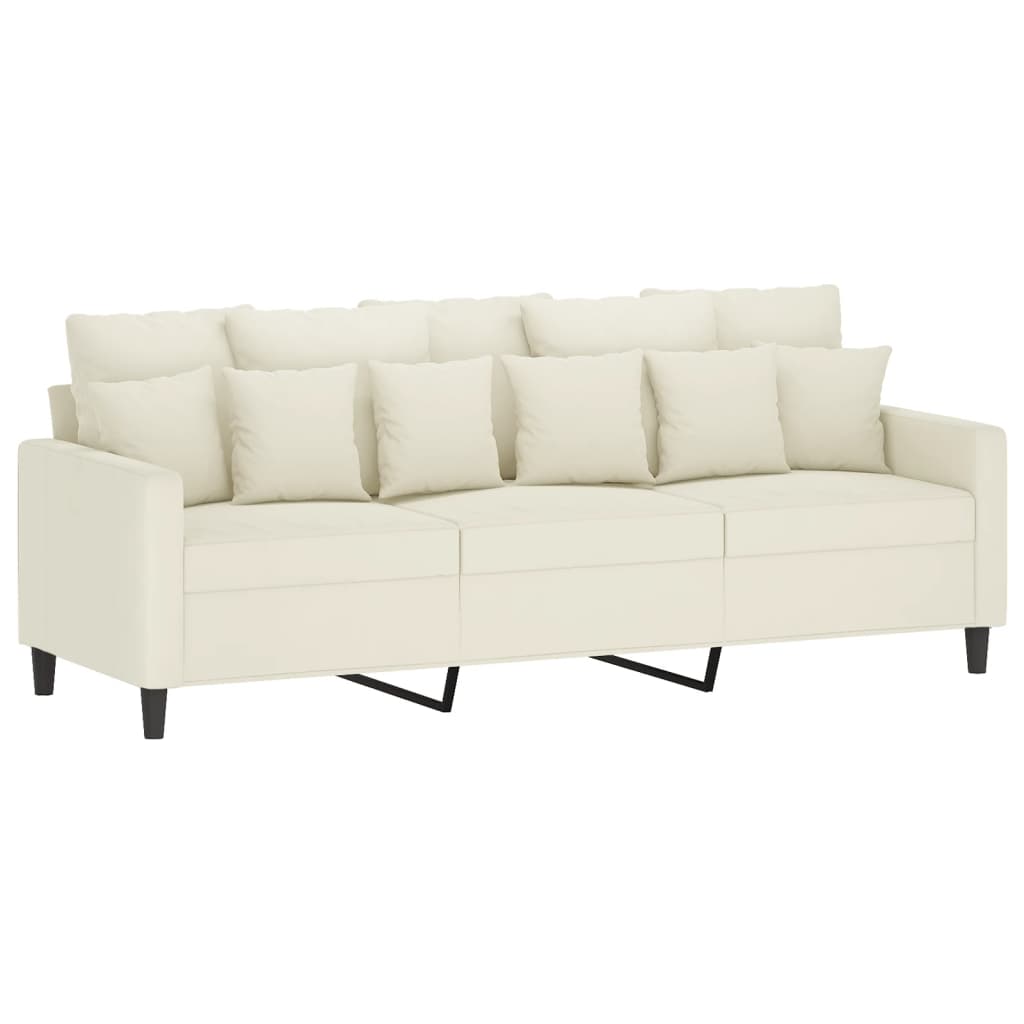 sofasæt 3 dele med hynder velour cremefarvet