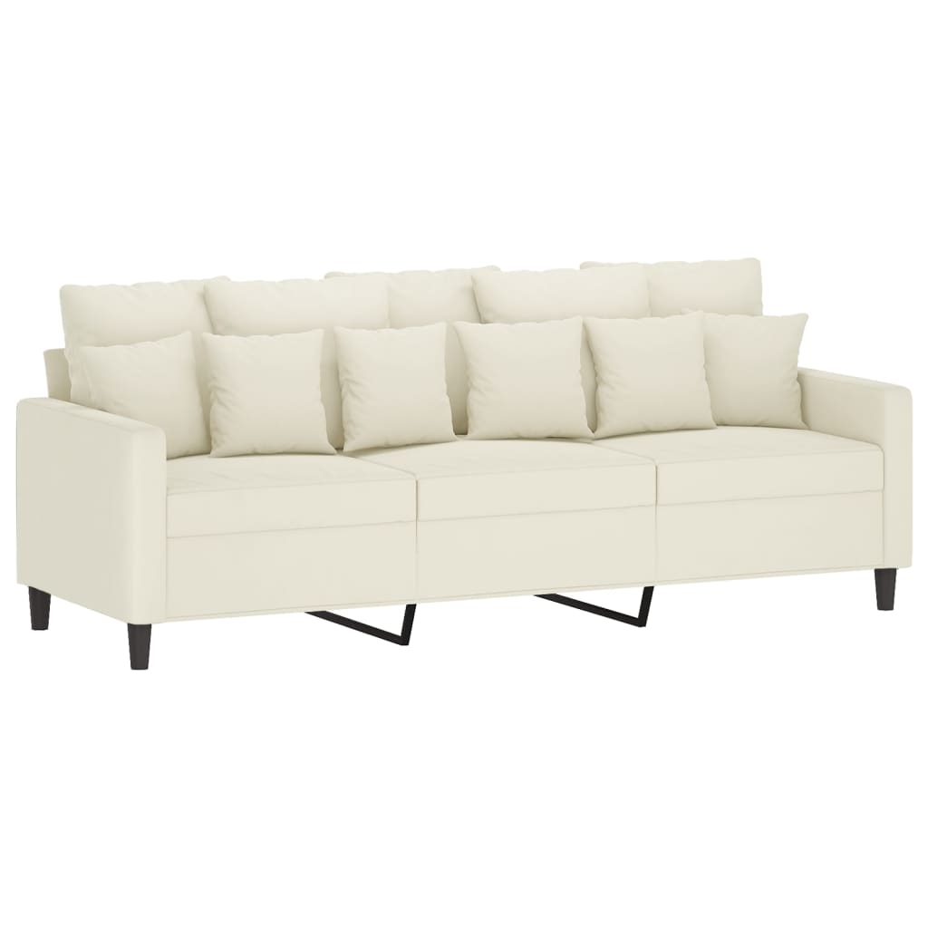 sofasæt 4 dele med hynder velour cremefarvet