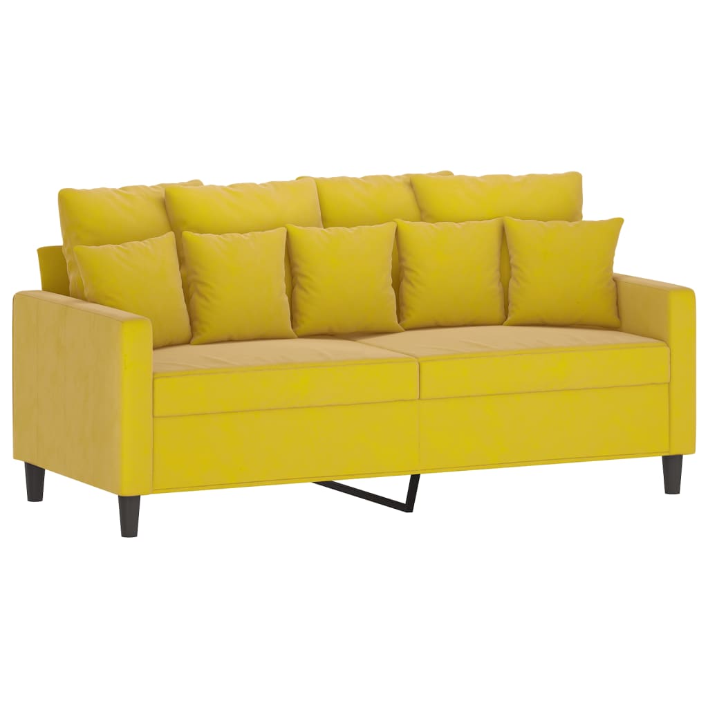sofasæt 3 dele med hynder velour gul