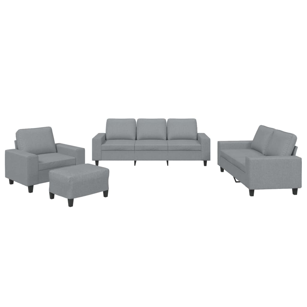 sofasæt 4 dele stof lysegrå