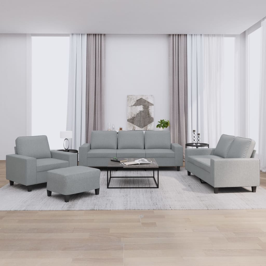 sofasæt 4 dele stof lysegrå
