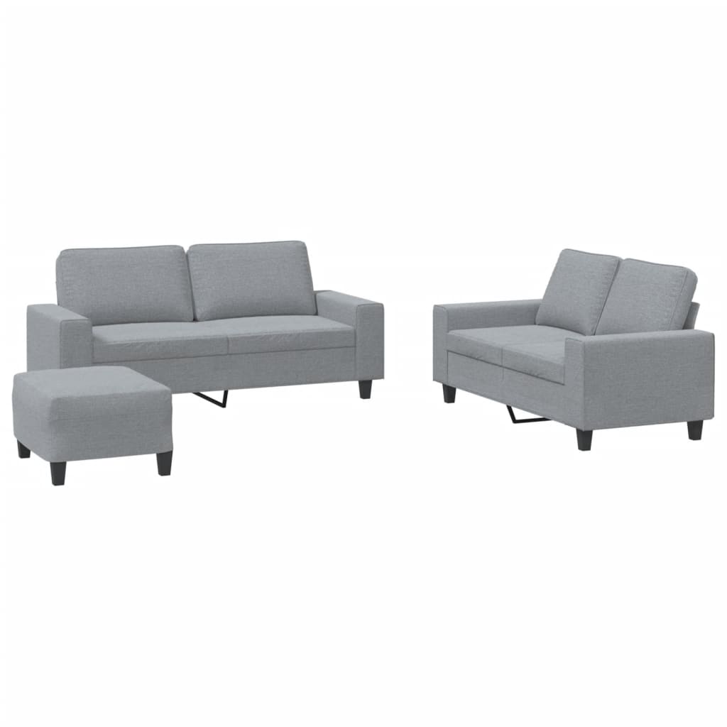 sofasæt 3 dele stof lysegrå