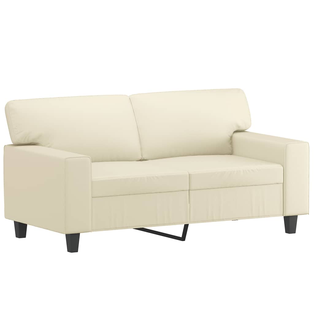 sofasæt 2 dele med puder kunstlæder cremefarvet