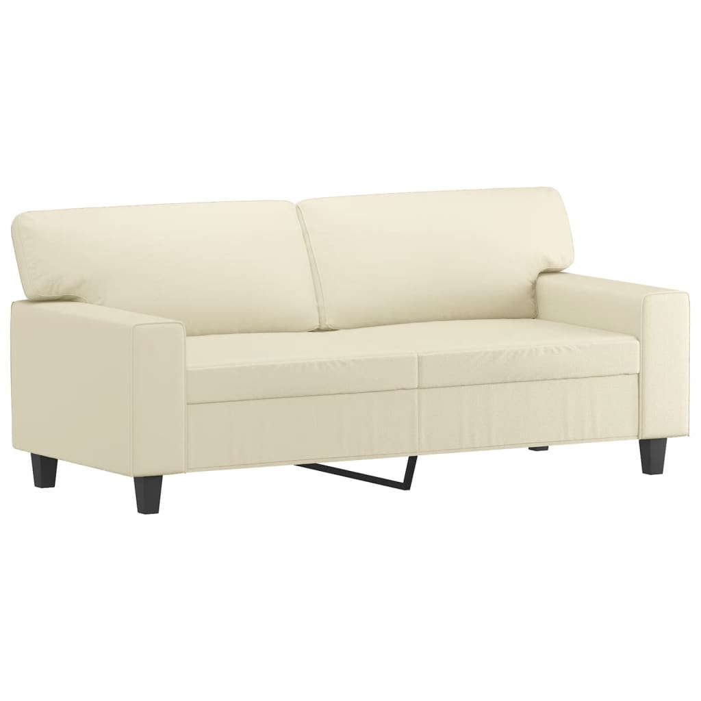 sofasæt 2 dele med puder kunstlæder cremefarvet