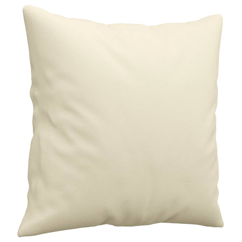 sofasæt 2 dele med puder kunstlæder cremefarvet