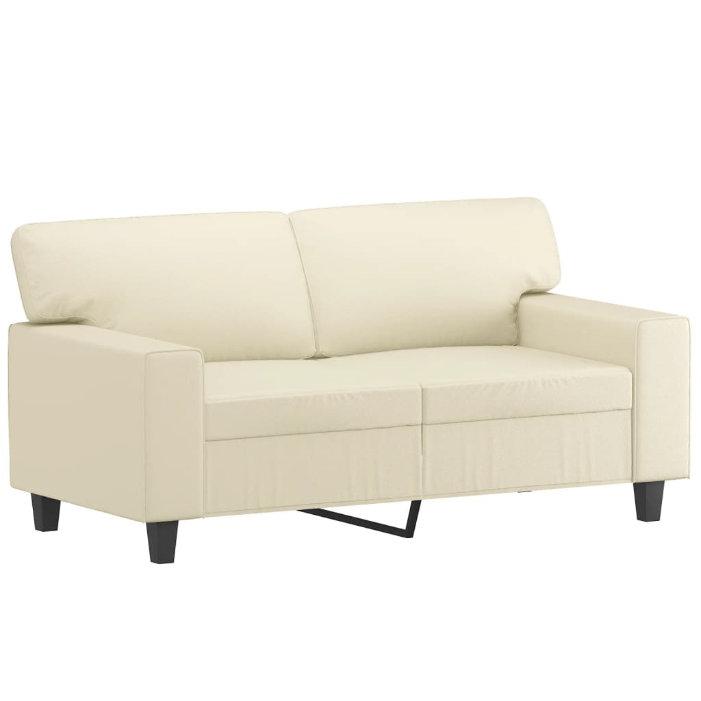 sofasæt 3 dele med puder kunstlæder cremefarvet