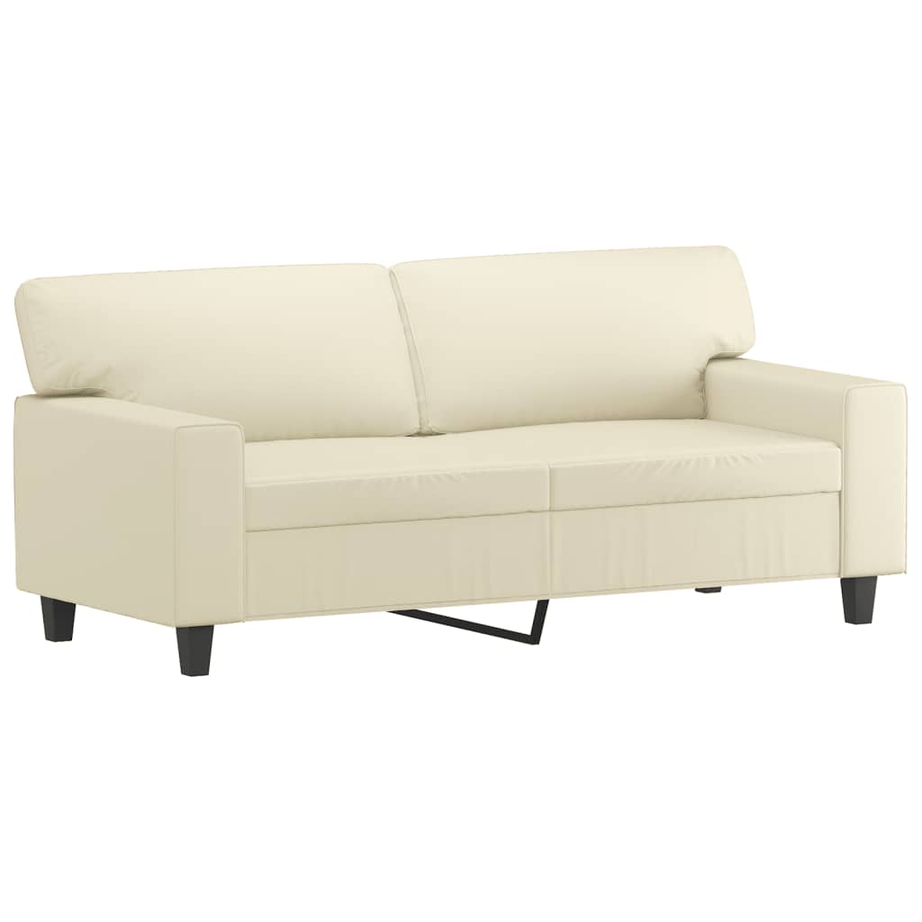 sofasæt 3 dele med puder kunstlæder cremefarvet