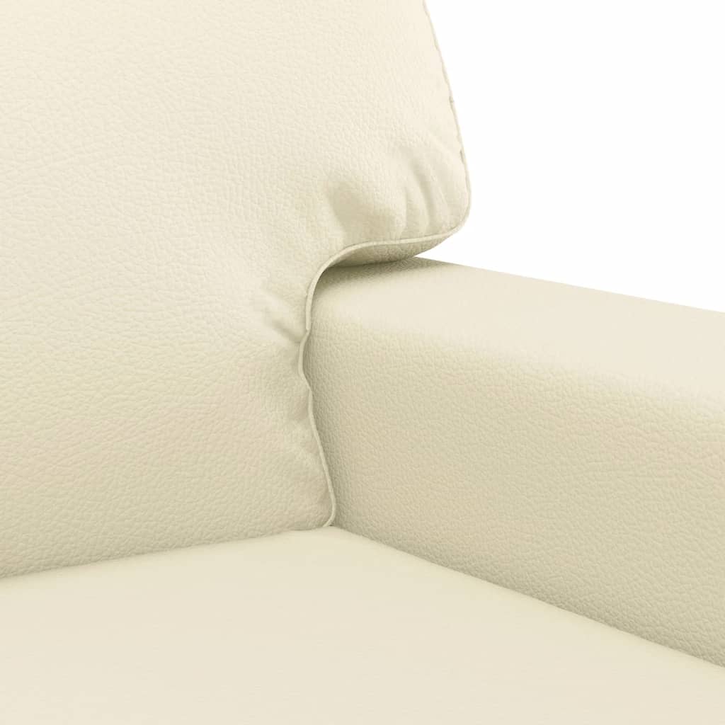 sofasæt 3 dele med puder kunstlæder cremefarvet