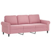 sofasæt 3 dele med hynder velour lyserød