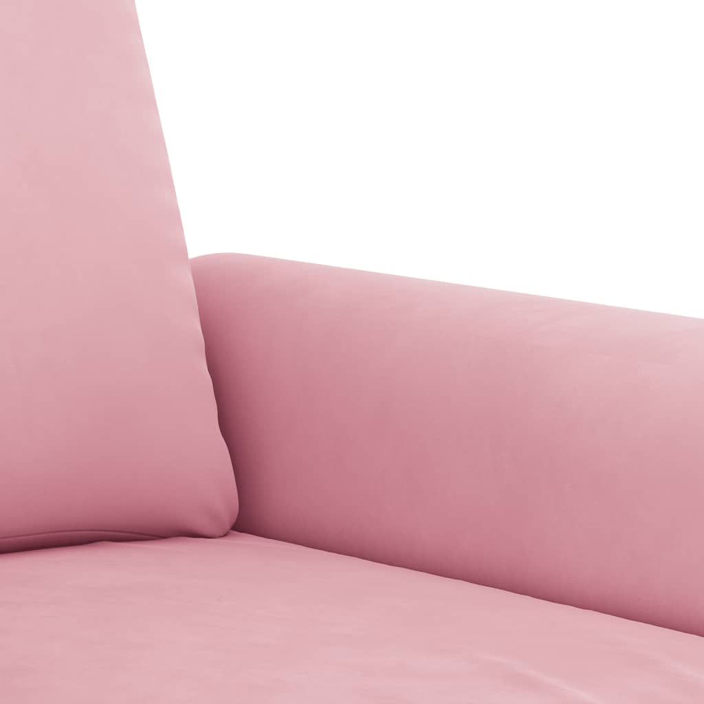 sofasæt 3 dele med hynder velour lyserød