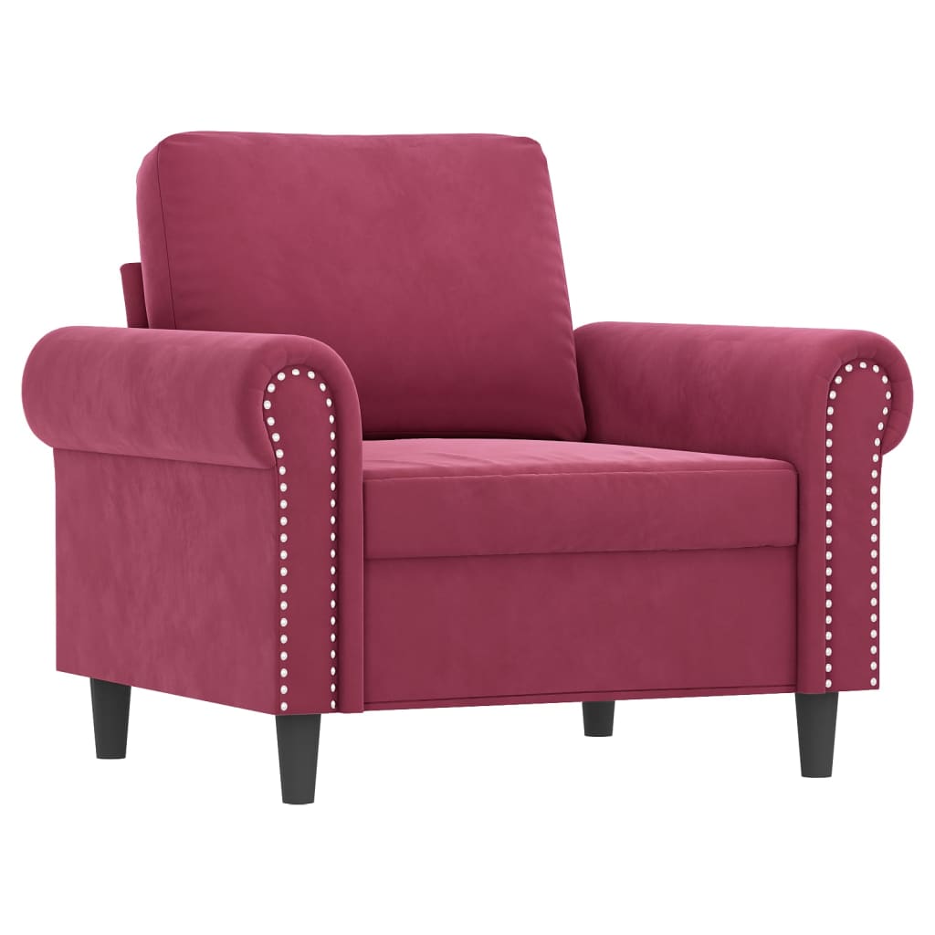 sofasæt 4 dele med hynder velour vinrød