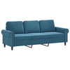 sofasæt 3 dele med puder velour blå