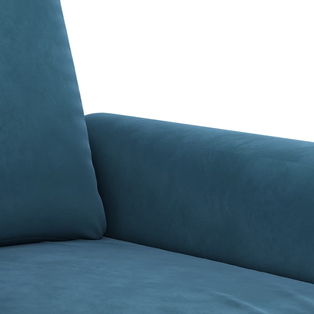 sofasæt 3 dele med puder velour blå
