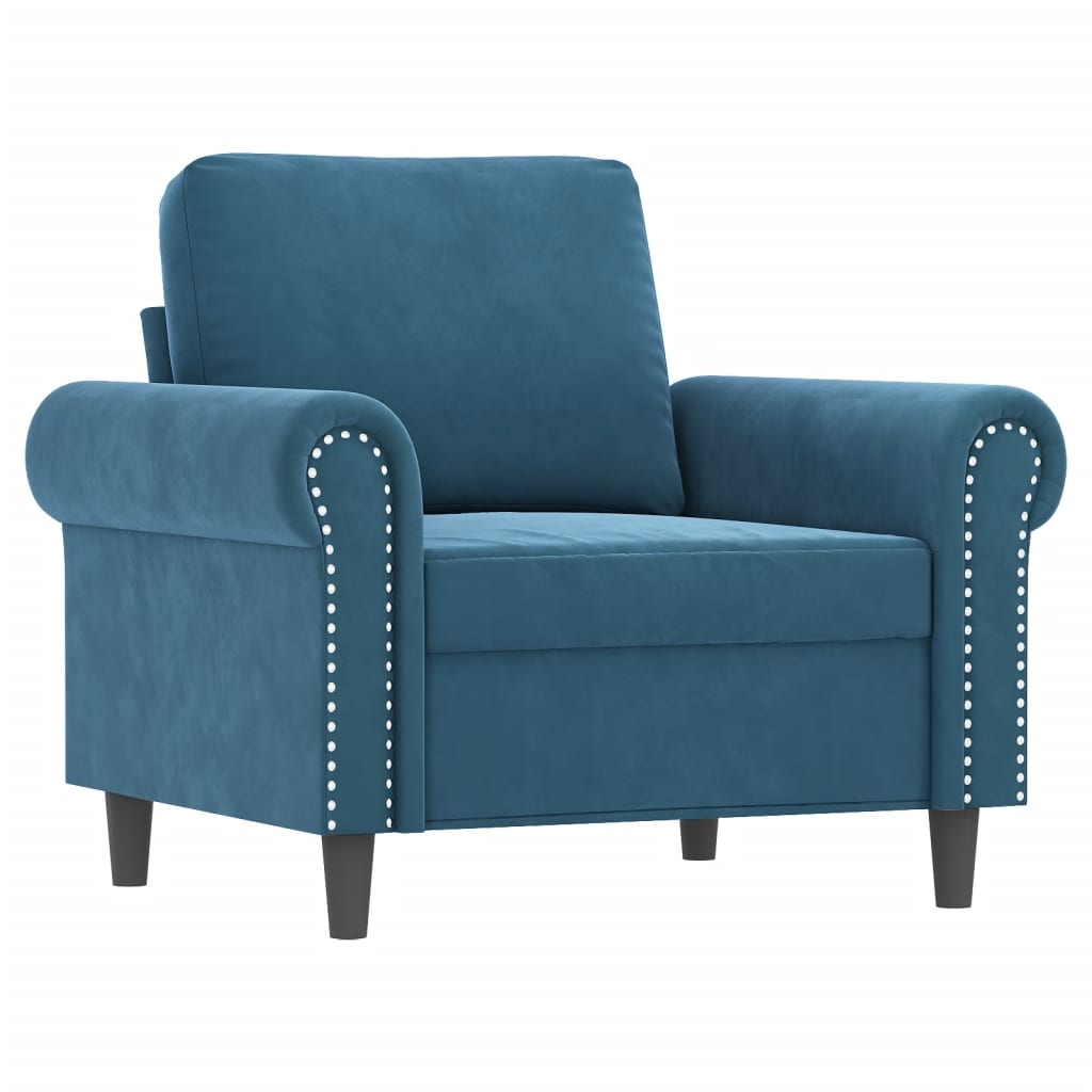 sofasæt 4 dele med puder velour blå