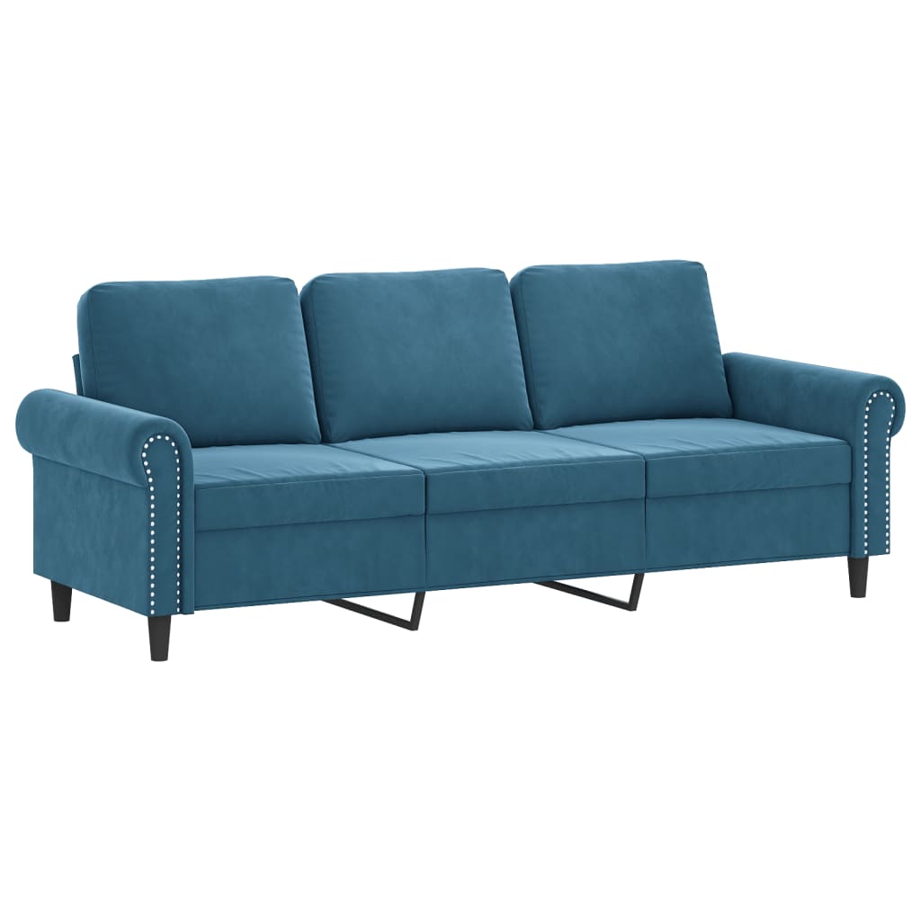 sofasæt 4 dele med puder velour blå