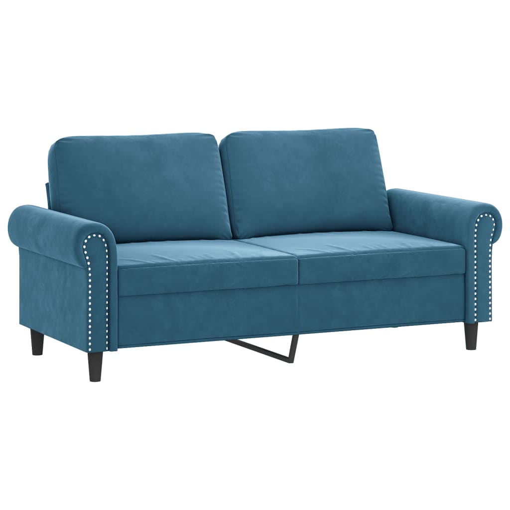 sofasæt 3 dele med puder velour blå