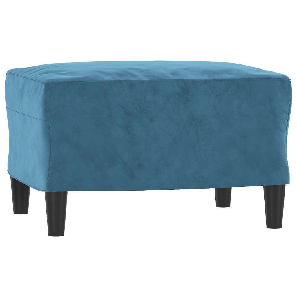 sofasæt 3 dele med puder velour blå