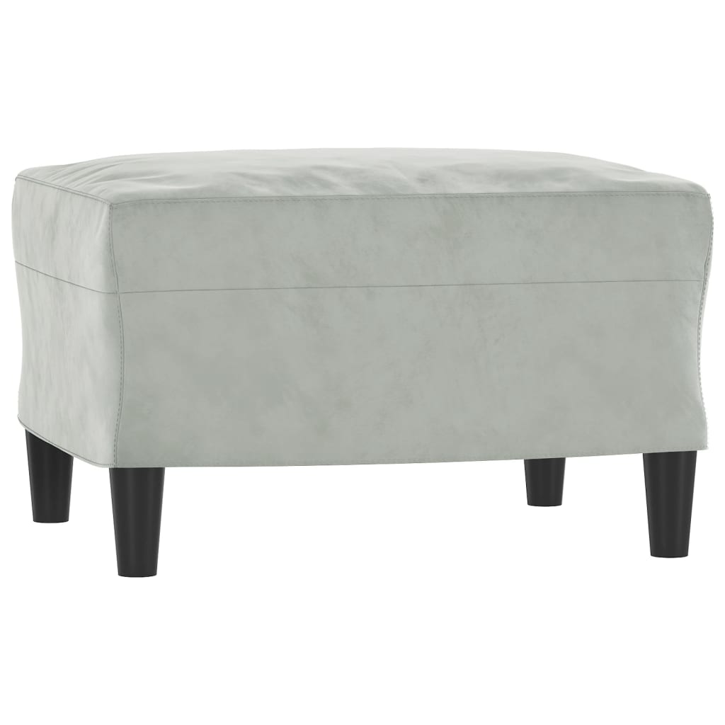 sofasæt 3 dele med hynder velour lysegrå